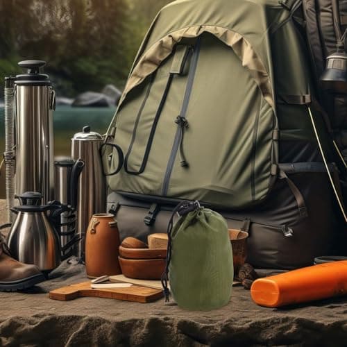 HEMOTON Raincoat Compression Storage Bag Waterproof Drawstring Pouch for Hiking Backpacking Travel Compact 5.1 x 3.9 x 2.4 Inches — view 3