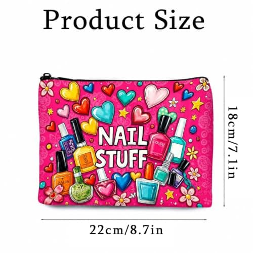 1PCS Nail Polish Organiser Bag Canvas Large Capacity 9x7in Portable Storage Case for Women Girls Manicurist DIY Travel Nail Accessories (Hot Pink) — view 6
