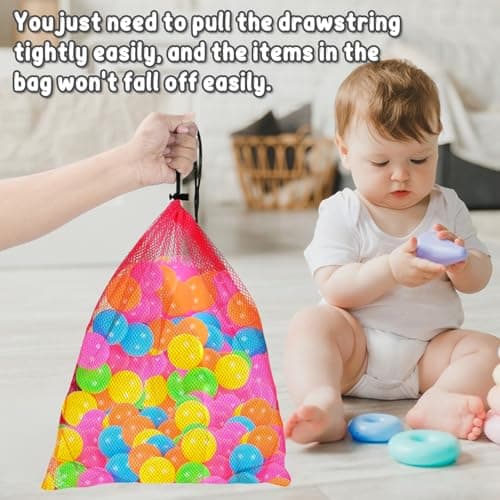 10 PCS Mesh Drawstring Bags, Nylon Mesh Storage Bags for Toys, Swimming, Beach, Travel, Laundry - Durable, Multi-Colored, Lightweight — view 5