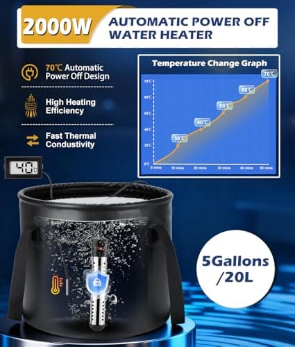 WADEO Portable Camping Shower, Hot Water, 20L Bucket, 7 Days Runtime — view 5