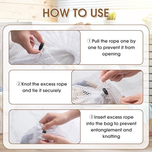 4 Pack Mesh Laundry Bags, Drawstring Lock Washing Machine Net Laundry Bags 30x40cm, Wash Bags for Delicates, Bras, Underwear, Socks, Baby Clothes, Travel Dorm Lingerie (white) — view 5