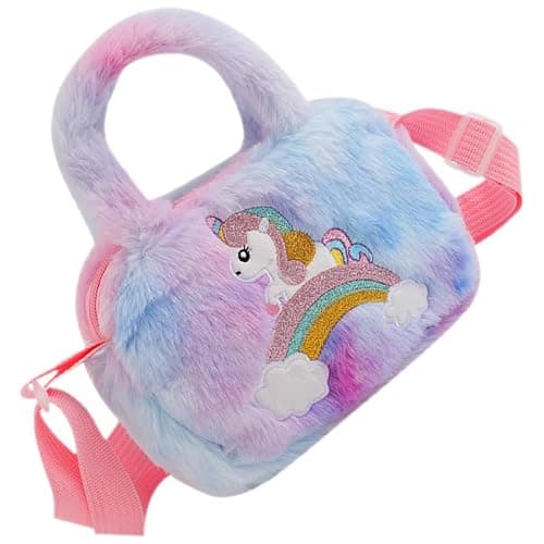 Unicorn Plush Crossbody Purse for Little Girls, Back to School