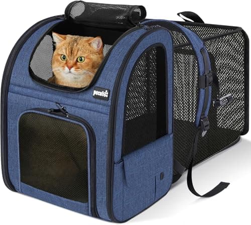 pecute Cat Backpack Expandable, Backpack for Cats & Small Dogs, Blue