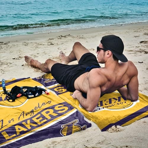 NORTHWEST Los Angeles Lakers NBA Spirited Micro Fiber Beach Towel 30 x 60 Inches — view 3
