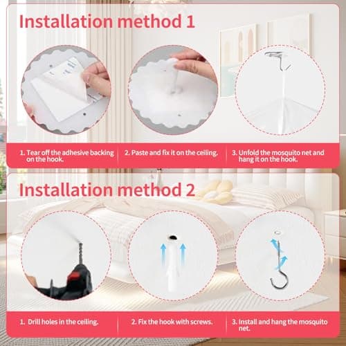 HJJMN Mosquito Net For Bed, White Bed Canopy - Dome Single Door, Double — view 4