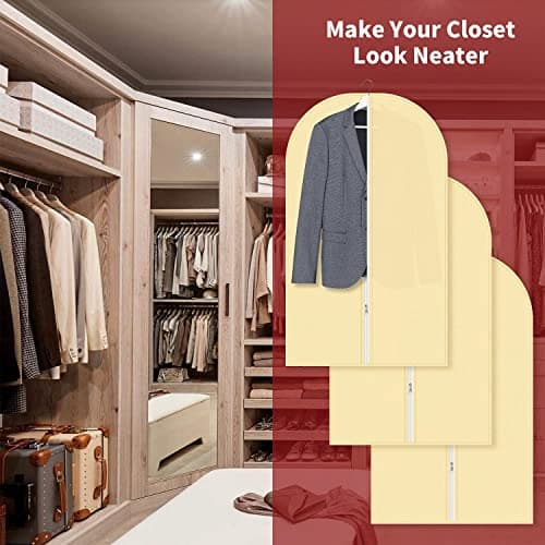 Vinsani 1pc Dustproof Garment Bags Hanging Clothes Covers Breathable, Cream — view 4