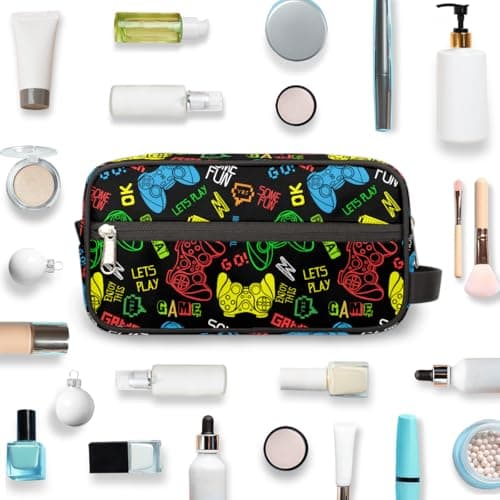 Travel Toiletry Bag for Boys Kids, Video Game Waterproof Hanging Cosmetic Hygiene Bags for Men, Shaving Kit with Large Capacity for Bathroom, Sports, Shower — view 4