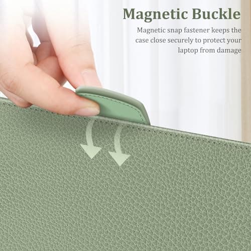FINTIE Sleeve Case for 13.5 Inch Microsoft Surface Laptop 5/4/3/2 (Model: 1951/1868/1958/1950/1867/1769), Premium PU Leather Protective Folio Book Cover with Large Pocket, Sage — view 5