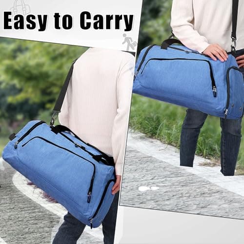 Gym Bag with Shoe Compartment & Wet Pockets for Men/Women,Sports Duffle Bags for Workout/Fitness/Travel (Blue, 20"x11"x11") — view 6