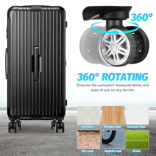 WEKAMOS Luggage Repair Wheels Kit 4 Pcs Double Row Caster Wheels with 20 Screws & Screwdriver, Easy Installation TPE for Suitcase, Travel Trolley Case Black — view 3
