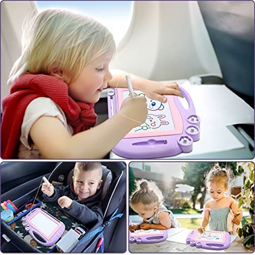 AiTuiTui Magnetic Drawing Board Travel Size, Erasable Doodle Sketching Writing Board Pad Travel Games for Kids in Car, Early Education Learning Skill Development Toys for Girls Age 3 4 5 Year Old — view 6