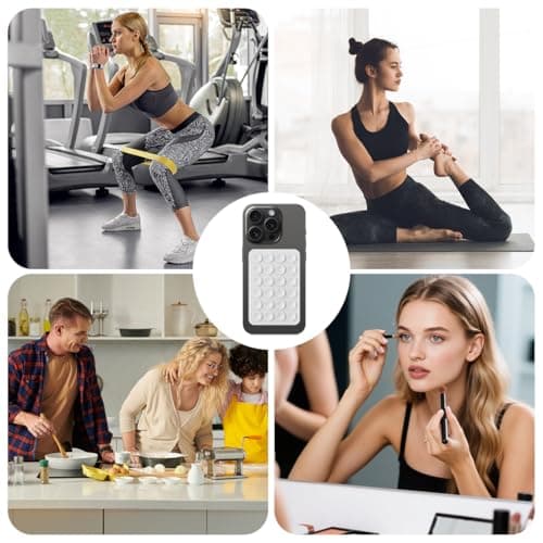 6PCS Double Sided Phone Suction Pad, 24-Suction Grips Silicone Phone Holder, Anti-Slip Hands-Free Sticky Pad for Shower Mirror, Car Dashboard, Wall, Gym, Selfies Videos (Black, White, Pink) — view 4