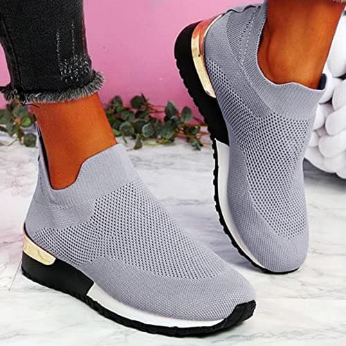 Hotter Shoes for Women Wide fit Trainers for Women Wide Fit Wedge Trainers Lace Up Walking Sneakers Breathable Mesh Orthopedic Low Top Gym Shoes Athletic Shoes Soft Sole Non-Slip Running Shoes — view 3