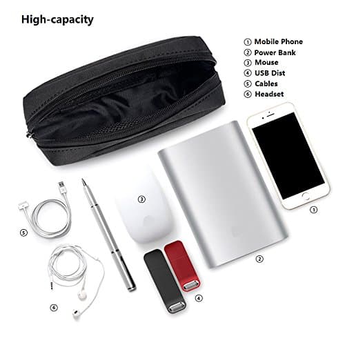 ERCENTURY Universal Electronics/Accessories Soft Carrying Case Bag, Durable & Light-weight,Suitable for Out-going, Business, Travel and Cosmetics Kit (Black-Small) — view 4