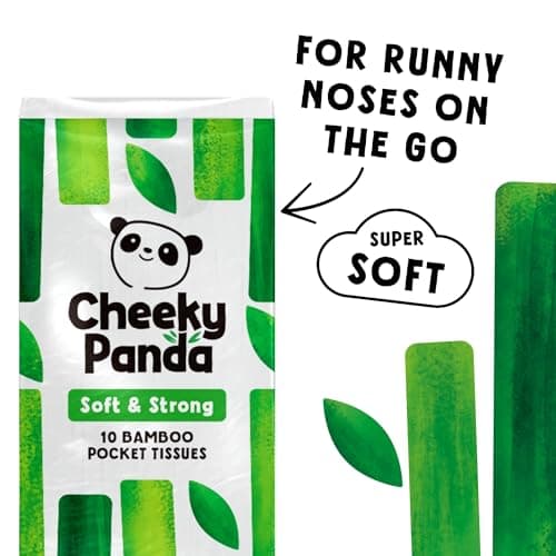 The Cheeky Panda Bamboo Pocket Tissues, 8 Pack of 10 Hypoallergenic Tissues, Ultra Soft, 3-Ply, White, Travel Size — view 2