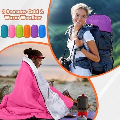 Macarrie 6 Pack Camping Sleeping Bags Bulk for Adults, 4 Season Cold Weather Sleeping Bag with Compression Sack Lightweight Waterproof Essential Gear for Backpacking Hiking Travel(Bright Colors) — view 6