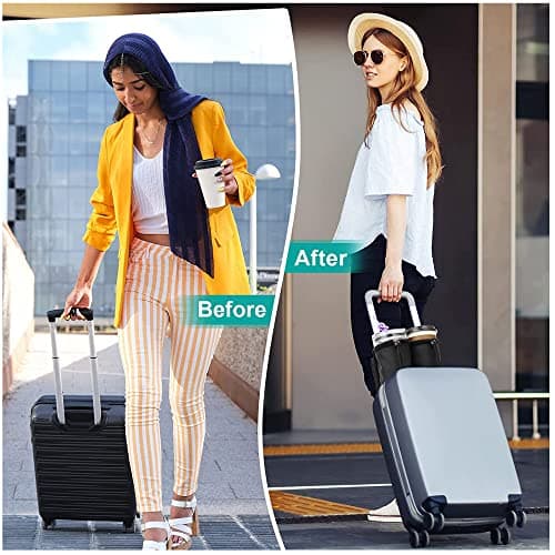 CCSOFTIME Suitcase Travel Cup Holder,Free Hands Luggage Cup Holder,Drink Beverage Caddy Attchment for Water Bottle Coffee Mugs for Flight Attendant Traveler-Black — view 2