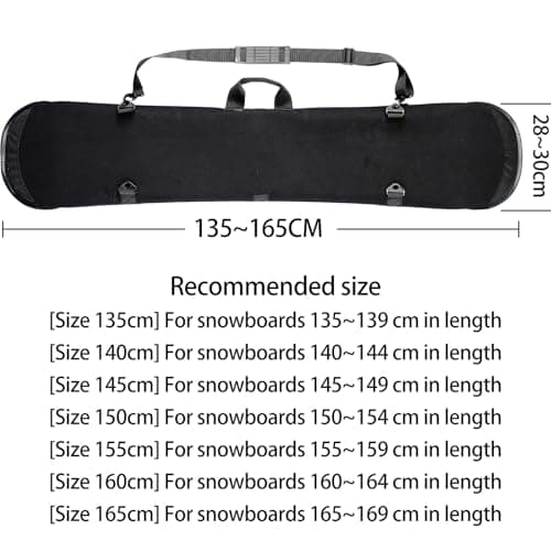 EIGEETO Snowboard Cover Sleeve Case, Snowboard Sleeve Bag Adjustable Soft Cover with Shoulder Strap Bag with Binding (155CM) — view 3