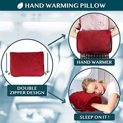 PAVILIA Travel Blanket Pillow, Soft Airplane Blanket 2-in-1 Combo Set, Plane Blanket Compact Packable, Flight Essentials Car Pillow, Travelers Gifts Accessories, Luggage Backpack Strap, 60x43 Red — view 4