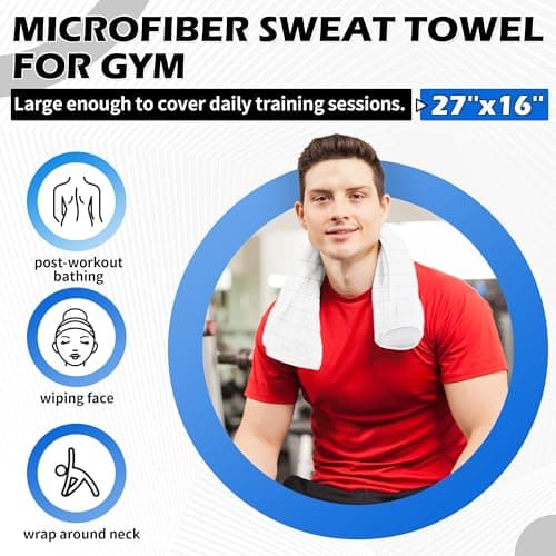 HOMERHYME Microfiber Gym Towels, 10 Pack Towel Set for Home Gym,16 x 27 Inch Quick Dry Hand Towels, Absorbent Towels for Yoga Fitness Workout Travel Sweat Camping, Fitness Accessories for Women & Men — view 2