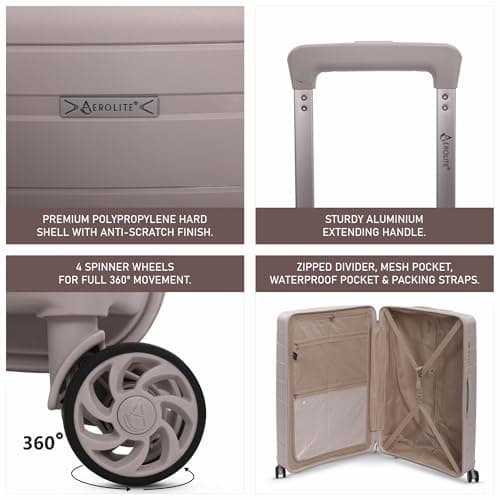 Aerolite Large 28in 100L Polypropylene Hard Shell 8 Wheel Spinner Suitcase — view 3