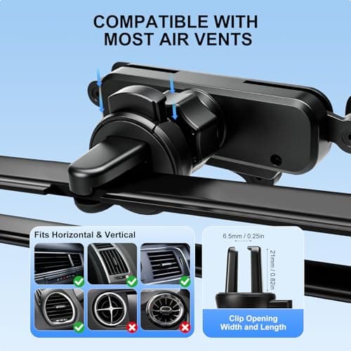 AIYEEN Little One Pro Car Phone Holder for Air Vent, Mini Vent Phone Mount with Smooth PVC Mirror Panel, Zero Noise One-Hand Car Phone Cradle for iPhone Samsung Android 4.7-6.7" (PVC Panel) — view 4