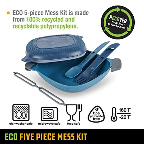 UCO ECO 5-Piece Camping Mess Kit with Bowl, Plate, Switch Spork Utensil Set - Ocean Blue — view 2