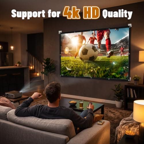 Zourglow 120 Inch Projector Screen 16:9 4K HD, Anti-Crease Portable — view 4