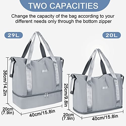 CS COSDDI Travel Duffel Bag, 29L Weekend Bag with Trolley Sleeve, Dry & Wet Seperated Sports Gym Bag Waterproof Carry On Bags for Women Men Weekender Hospital — view 2