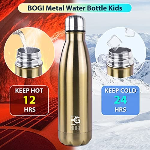 BOGI 17oz Insulated Water Bottle Double Wall Vacuum Stainless Steel Bottle Leak Proof keeps Hot and Cold Drinks for Outdoor Sports Camping Hiking Cycling, Comes with a Cleaning Brush Gift (Champagne) — view 4