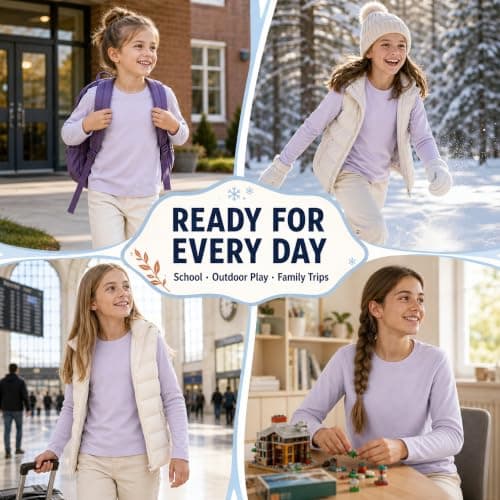Baogaier Girls Thermal Tops Fleece Base Layer Winter Undershirt 7-8 Years — view 2