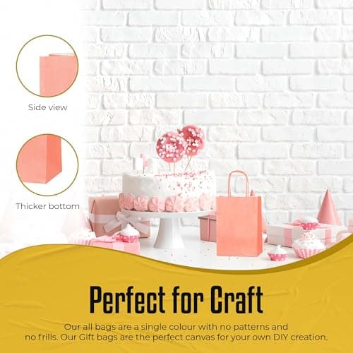 Thepaperbagstore 10 Coral Small Paper Bags with Twist Handles, 18x22x8cm — view 5
