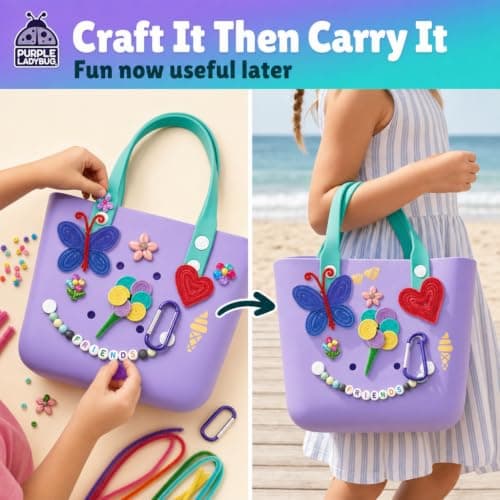 Decorate Your Own Rubber Kids Beach Bag, Fun Crafts for Girls Ages 6-8 — view 6