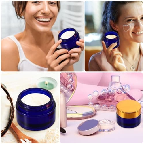50g Blue Glass Cream Jar 5 Pack Refillable Cosmetics Container — view 6