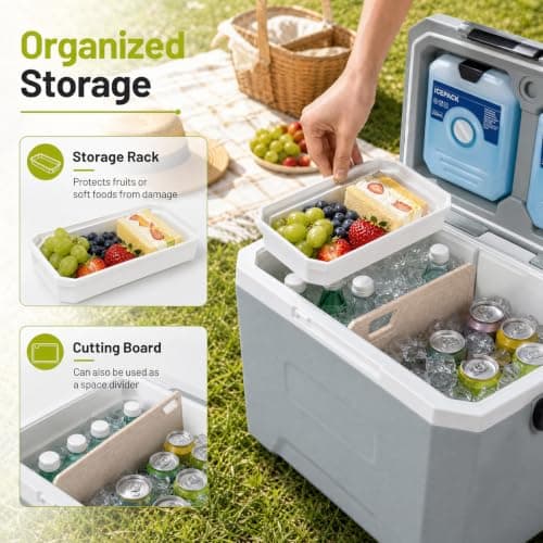 COSTWAY 12L/16L/21L/41L Insulated Cool Box (Gray, 41 x 27 x 32 cm) — view 4