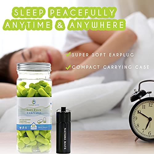 Nature Mate Super Soft Reusable Foam Earplugs 38dB Highest SNR 60 Pairs Anti-Noise Ear Plugs for Sleeping Snoring Studying Travel Concerts Loud Noise with Compact Carrying Case Green — view 2