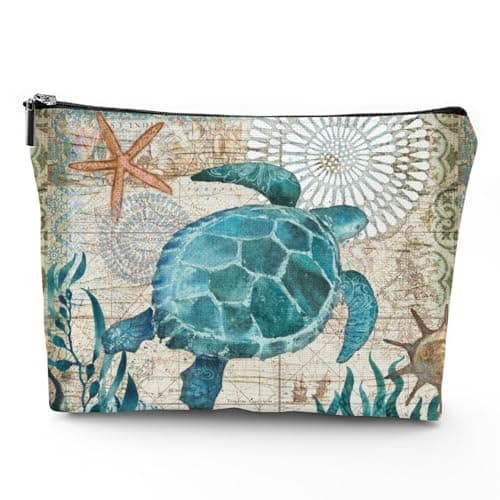 Sea Ocean Turtle Makeup Bag, Zipper Pouch Large Capacity Portable Toiletries, Cosmetic Bag Pouch for Women Girl, Summer Beach Travel Make Up Bag Accessories Organizer Gifts