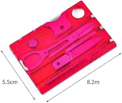 12-in-1 Credit Card Multi Tool, Pocket Survival Tool Kit with Screwdriver, Scissors, Tweezers, Ruler & Bottle Opener, Wallet Size EDC Multitool Gift for Men Dad, Red — view 6