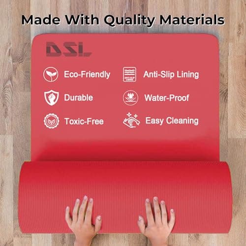 DSL Extra Thick 15mm Non-Slip Yoga Exercise Mat, 61x185cm (Red) — view 2