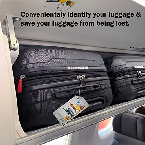 Nahata Luggage Tags 3 PCS | Suitcase Tags | Brushed Aluminum Alloy Luggage Tags for Suitcases | Luggage Labels for Suitcases | Suitcase Identifier—Bag Tags | Travel Tags for Luggage (Skyline Pack-3) — view 4