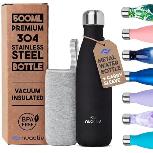 Nuactiv Stainless Steel Water Bottle 500ml Vacuum Insulated Metal Flask