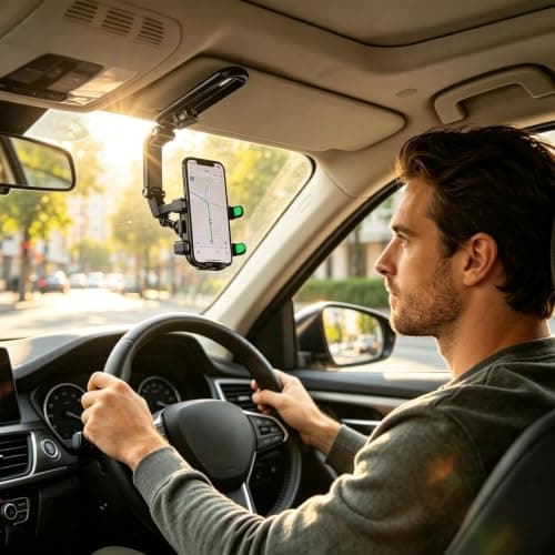 Lezaota Sun Visor Phone Mount Multi-Angle Adjustable Portable Storage — view 2