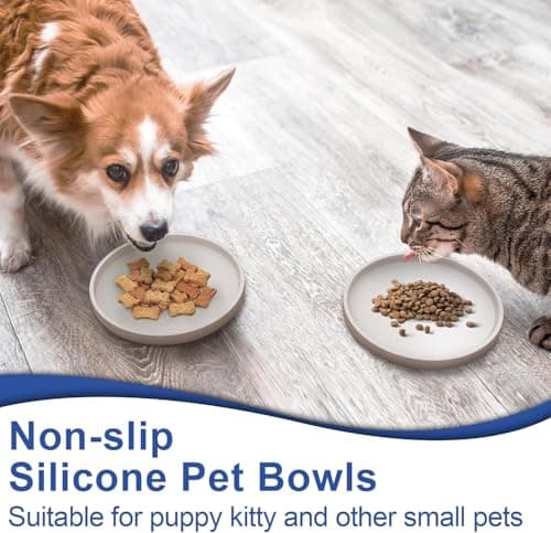 Pet Feeding Mat 15.3 cm, Arespark Pet Silicone Food Mat, Set of 2 Nonslip Waterproof Feeding Bowl Mat with Raised Edges for Food and Water Prevent Spills, for Dog Cat Puppy Kitten — view 4