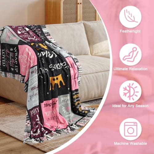 Vicloon Flannel Blanket Gifts, 150x130cm Hug Gifts Blanket, Funny Birthday Blankets, Soft Throw Gift Blankets with Heartfelt Quotes, Friendship Feel Better Present for Birthday,Christmas,Graduation — view 4
