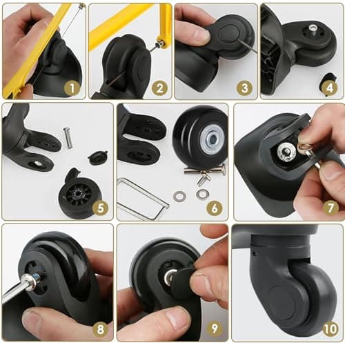 ZOVRIXIA 4 Pcs Luggage Wheels Replacement, Suitcase Wheels Replacement 50 mm x 18 mm, Suitcase Wheels Rubber, Luggage Replacement Wheels Universal Ball Bearings with Replacement Parts Repair Kit — view 5