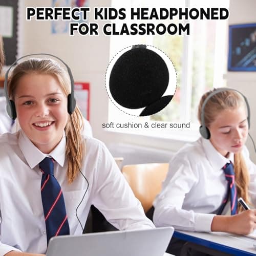 Konohan 10 Pack Headphones Bulk Headphone for School Classroom Student Wired Headphones Adjustable with 3.5 mm Jack for Adults (Grey) — view 5