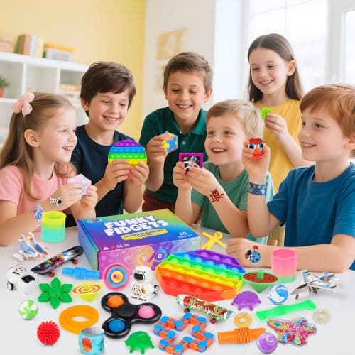 VB Fidget Toys for Kids Set – 60-Pcs Fidget Toys Pack for Pinata Stuffers, Classroom Prizes, Party Favours – Stress Relief Toy Multipack for Kids and Adults, School, Office, Travel — view 6