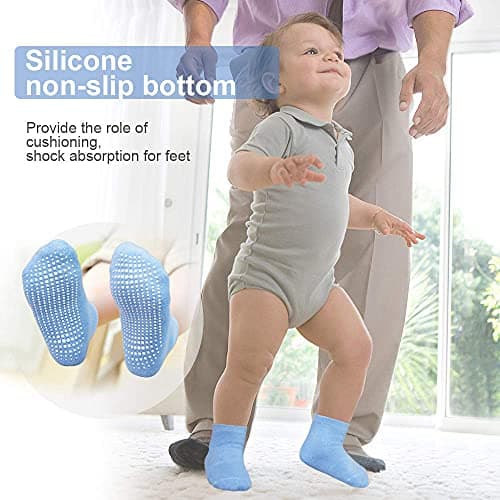 Kids Non Slip Toddler Boy Grip Socks 12 Pairs Anti Skid Sticky Socks for 1-10 Years Infants Baby Children (#1 Boys 12 Pairs, 1-3 Years) — view 4