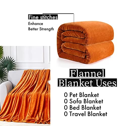Orange Flannel Fleece Blanket fluffy throw Super soft Bed Blanket warm comfortable Throws for sofa/couch/plush/Lightweight/Travel Blankets, Double Size, 150x200cm — view 5