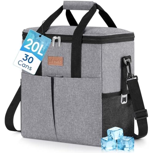 Lifewit Insulated Cool Bag with 30-Can Capacity, Grey